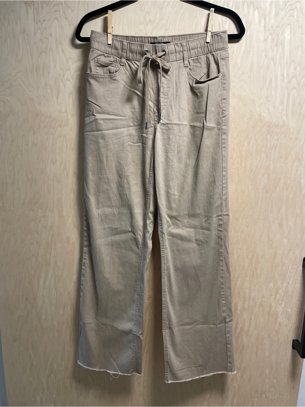 Rewash Beige Drawstring Straight-Leg Joggers